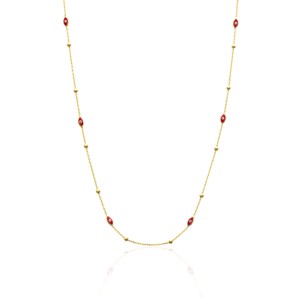 Collier à breloque œil rouge en émail perlé, motif amande, fait main en Turquie, bijoux en argent sterling 925, vente en gros - Product Image 1