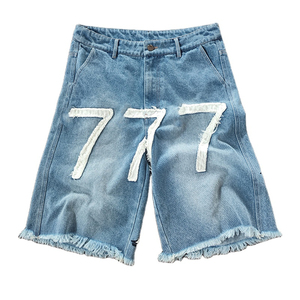 กางเกงขาสั้นผ้ายีนส์สำหรับผู้ชายกางเกงขาสั้นผ้าฝ้ายแบบกำหนดเองกางเกงขาสั้นผ้าเดนิมสำหรับเริ่มซัก - Product Image 1