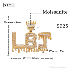 Pendentif Hip Hop personnalisable en argent sterling 925 avec véritable diamant de laboratoire Iced Out Lettre Nom pour hommes femmes et enfants - Product Image 6