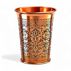 Vaisselle en verre de cuivre à motif floral blanc délicat élégant Verres ayurvédiques écologiques fabriqués à la main avec une touche de luxe - Product Image 5