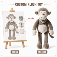 Peluche singe personnalisée, mini mascotte animale sur mesure avec broderie de logo pour cadeaux promotionnels
