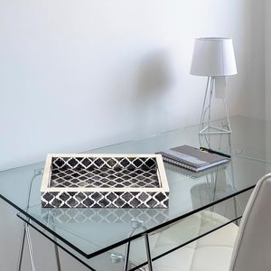 Motif marocain inspiré Chic gris 12x12 décor à la maison moderne cuisine artistique plateau de service élégant plateau ottoman pour un usage domestique - Product Image 4