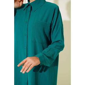 Ensemble 2 pièces en lin à poche unique émeraude - Product Image 4