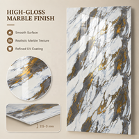 Panneau mural en PVC brillant MORLENX, motif abstrait marbré blanc, gris et or, pour la décoration moderne des maisons et des espaces commerciaux