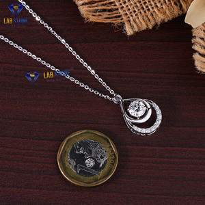 Labstone/Dazzle 1.48 TDW pendentif en diamant taille ronde plaqué or blanc couleur EF-VS pour tous les jours ou les fêtes certifié IGI - Product Image 4