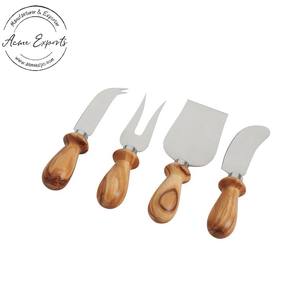 Juego de cuchillos para queso de 3 piezas ecológicos hechos a mano de oro de la mejor calidad con asas envueltas en ratán para servir en fiestas y bodas - Product Image 4
