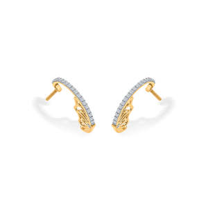 ต่างหูห่วงประดับเพชรลายดอกไม้สีทองสำหรับผู้หญิง - Product Image 3