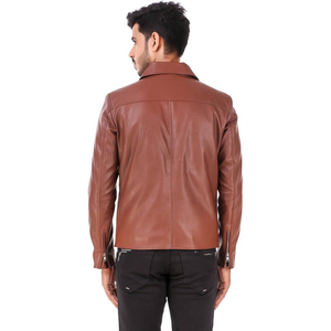 Chaqueta informal de cuero para hombre, logotipo personalizado, diseñador, venta al por mayor, chaquetas de hombre de talla grande puras en blanco - Product Image 2