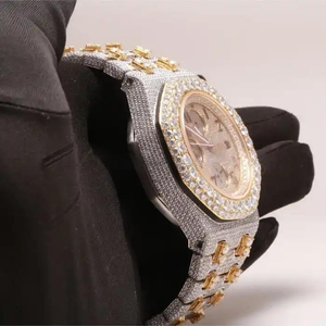 Montre en acier inoxydable de forme ronde, qualité VVS, tendance Hip Hop, sertie de diamants, directement du fabricant en Inde, qualité d'exportation - Product Image 5