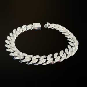 Men's 925 <b>Sterling</b> <b>Silver</b> Iced Out Moissanite Diamond Cuban Link <b>Bracelet</b> Stylish Hip Hop Fashionable Jewelry <b>Charm</b> <b>Bracelets</b> - Product Image 2