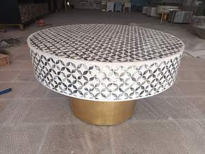 MEUBLES CONTRASTANTS EN INSTALLATION D'OS Meuble de design moderne en incrustation d'os véritable avec 7 tiroirs Armoire de salon en incrustation d'os impex - Product Image 4