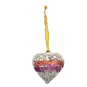 Ornement suspendu en forme de cœur en métal pailleté argenté pour la décoration d'arbre de Noël Home Party Wedding and Holiday Gift Decor - Product Image 3