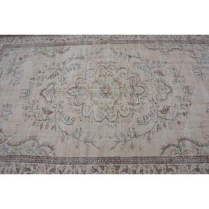 Vintage Rug, 5.2x8.5 ft Turkish Rug, <b>Brown</b> White Moroccan <b>Wool</b> Rug - Product Image 5