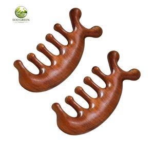 Ensemble de masseurs en bois faits à la main et écologiques pour le cuir chevelu et les pieds, peigne de massage et outil de grattage des points d'acupression pour les entreprises de bien-être - Product Image 5