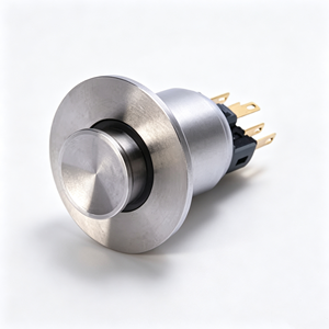 Bouton de chasse d'eau WC 22 mm en acier inoxydable, simple, momentané, 1NO, surface concave - Product Image 1