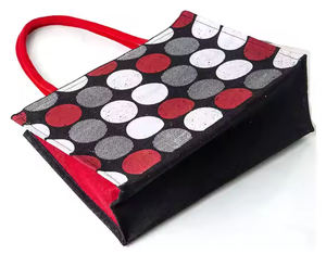 High Quality Black Handmade Jute <b>Bags</b> Elegant Printed Multipurpose Biodegradable & Reusable with <b>Zip</b> & Handle for Sale - Product Image 4