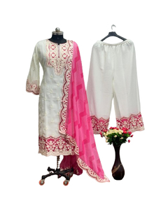 ชุดชาลวาร์สีชมพู ดีไซน์แบบปัญจาบ สำหรับงานเลี้ยงต้อนรับแบบอินเดีย สำหรับผู้หญิง - Product Image 1
