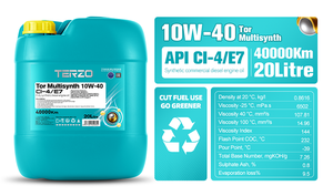 Huile moteur diesel TERZO 10W-40 CI-<span class=keywords><strong>4</strong></span> Lubrifiant entièrement synthétique 20 litres -38 Point de congélation Certifié Cummins - Product Image 4