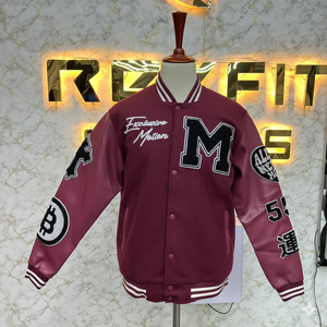 Top Vente Votre Propre Logo Brodé Laine et Soie Veste Homme avec Fermeture Bouton Couvert versity vestes Lettermen vestes - Product Image 3