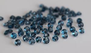 โทแพซสีน้ำเงินลอนดอนธรรมชาติ ทรงกลมเจียระไน คุณภาพสูง สำหรับทำเครื่องประดับ ขายส่ง - Product Image 4