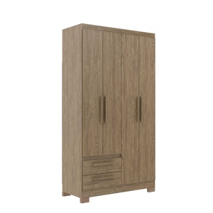 Armario de estilo moderno NUEVO AMETISTA 4 puertas 2 cajones Hogar Dormitorio Muebles Tablero de partículas Color madera Diseño superior brasileño - Product Image 1