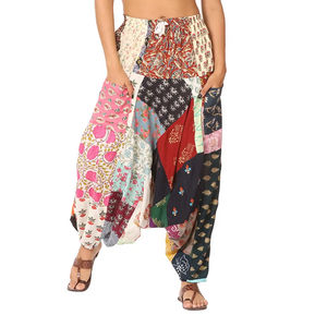 Femmes écologique haute coton toile Harem Joggers décontracté Boho doux respirant ample Cargo pantalon plat gratuit pantalon - Product Image 1