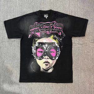 เสื้อยืดวินเทจฮิปฮอปสำหรับผู้ชายเสื้อยืดโอเวอร์ไซส์ลายกรดซักด้วยผ้าคอตตอนสีเทา - Product Image 1