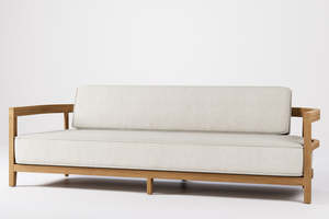 Elegante colección contemporánea de sofá de teca para exteriores con cojines suaves y diseño atemporal para un sofisticado ambiente de terraza - Product Image 4