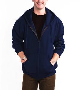 Sweat à capuche zippé pour homme en coton 100% lourd, style formel, motif uni, teinture unie, respirant, saison d'automne, chaud - Product Image 1