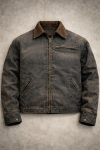 Veste pour homme, veste de travail en toile de canard vintage lavée, veste utilitaire à fermeture éclair lourde, style Detroit - Product Image 2