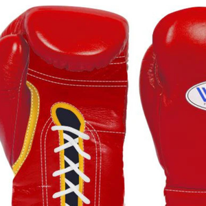 Gants de boxe à lacets Winning rouge or en cuir véritable, gants de boxe professionnels pour l'entraînement et le combat, qualité Elite Pro 8oz - Product Image 3