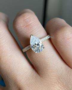 Luxe 3.11CT VS1 Lab Grown poire coupe diamant certifié IGI bague 14K or jaune Fine bague de fiançailles pour les femmes - Product Image 2