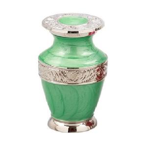 High Quality Brass Cremation <b>Keepsake</b> Urn With Gold Black Engraved Band And Blue Color Finished <b>For</b> Human <b>Ashes</b>-Funeral Supply - Product Image 2