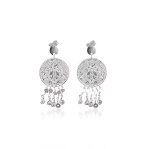 Pendientes Personalizados de Plata de Ley 925, Chapados en Plata, con Dijes Lisos, Joyería para Mujer, para Regalo - Product Image 1