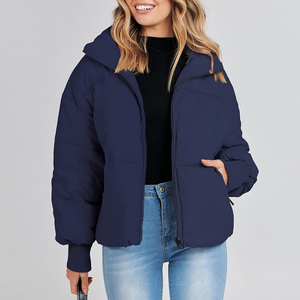 Manteaux d'hiver en duvet avec logo personnalisé OEM Longs manteaux en coton doudounes à bulles brillantes pour femmes Vestes en duvet de canard à manches longues pour filles - Product Image 5