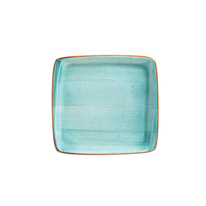 Assiette de service carrée en porcelaine Aqua Move, design minimaliste, 22x20 cm - Product Image 1