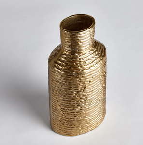 แจกันอะลูมิเนียมลายดอกไม้ประดับด้วยทองและมีรายละเอียดสำหรับการจัดแสดงดอกไม้และการตกแต่งบ้านที่หรูหราทันสมัย - Product Image 1