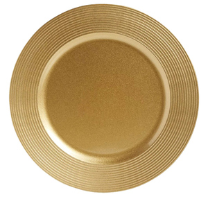 Plato de Servicio con Diseño en Relieve para Hogar, Restaurante, Catering, con Acabado Dorado, para Aniversarios y Compromisos - Product Image 1