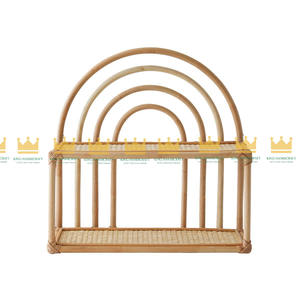 Hot Sale 2-Tier Rainbow Rattan Storage <b>Shelf</b> Handmade From Vietnamese Rattan for Living Room Bedding <b>Wall</b> Decor - Product Image 3