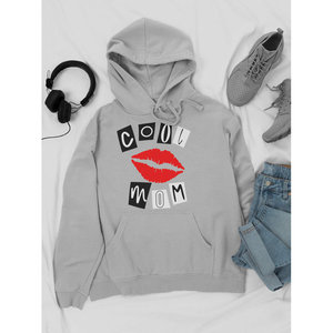 Felpa in Seta con Motivo Labbra 'Cool Mom' per Donna, Streetwear Leggero con Logo Personalizzato e Design Foderato per l'Inverno - Product Image 3