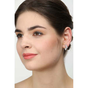 NOVAMART Fine Premium 925 Sterling <b>Silver</b> <b>Stud</b> <b>Earrings</b> for Women Girls-Plant Water Drop Shapes Princess Cut Diamond Accent 14k - Product Image 6