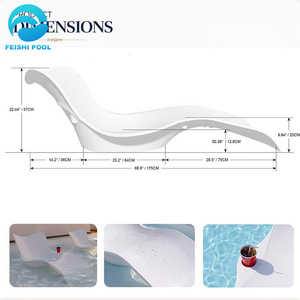 Chaise longue de plage ergonomique surdimensionnée en fibre de verre blanche pour piscine, bain de soleil aquatique et terrasse extérieure - Product Image 4