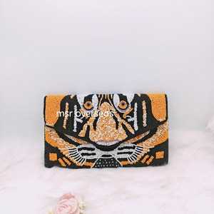 Femmes élégantes perles de rocaille broderie pochette sac à main mode messager Style bouton chaînes Polyester doublure perlée voyage - Product Image 5