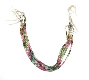 Perles de pierres précieuses naturelles de tourmaline multicolore polie de 14 pouces, 35 CT, pour la fabrication de colliers perlés, cadeau avec pierre principale en diamant - Product Image 1