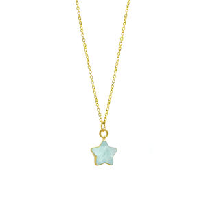Dainty Amazonite 10mm Star Gemstone Wrapped 925 Sterling Silver Chain Double Loop Gold Vermeil Necklace Wholesale - Product Image 1