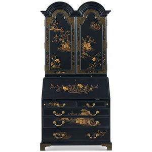 <b>Dark</b> <b>Wood</b> Secretary Writing <b>Desk</b> with Chinoiserie Panels Solid <b>Wood</b> Storage Cabinet 1-Year Warranty - Product Image 1