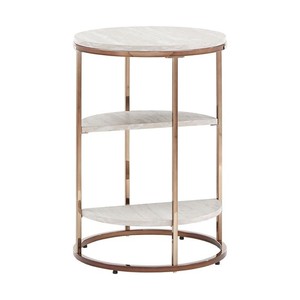 Modern Style 3-Tier White Marble Coffee Side <b>Table</b> Newest Design Metal Brass Square Pipe Stand <b>Nesting</b> Stone Gold Home Furniture - Product Image 3