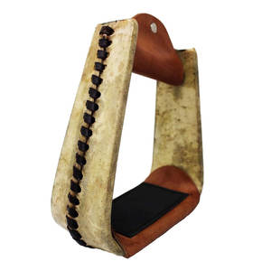 Étriers de selle de cheval Western Étriers de corde à grand angle Couvert Rawhide Heavy Duty Roping Ranch Trail Rodeo Étriers d'équitation - Product Image 2
