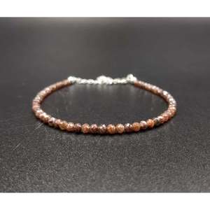925 Sterling Silver Diamond <b>Bracelet</b> with Champagne Red Balls Elegant and Luxurious Accessory - Product Image 1