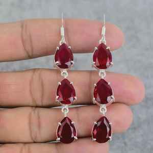 Pendientes de Rubelita Rosa, Plata de Ley 925, Oro, Gema en Forma de Pera, Diseño Bonito, Joyería Hecha a Mano, Regalo para Mujer, Aniversario, Fiesta - Product Image 3